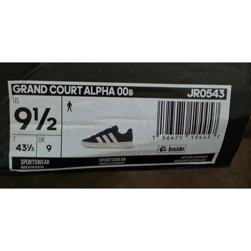 Adidas Grand Court Alpha 00s Mens Sneakers Black White Gum AJR0543 Size 9.5